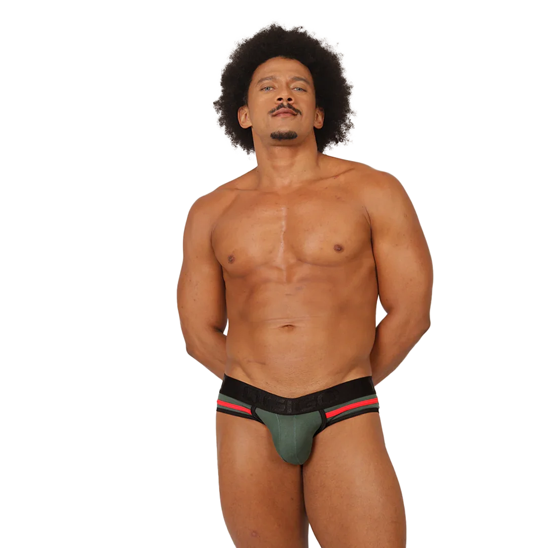 Garoto Green Brief on model by Gigo Underwear