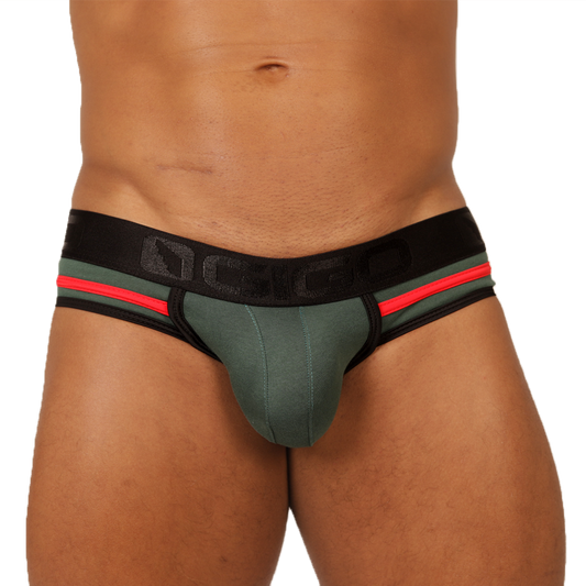 GAROTO GREEN BRIEF - Bold Men's Brief with Contrasting Waistband