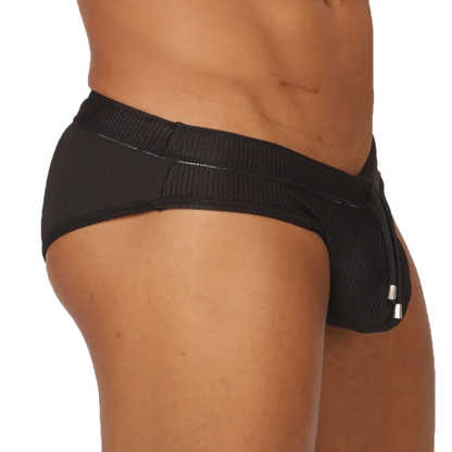 Glow Black Swimbrief front view by Gigo Underwear