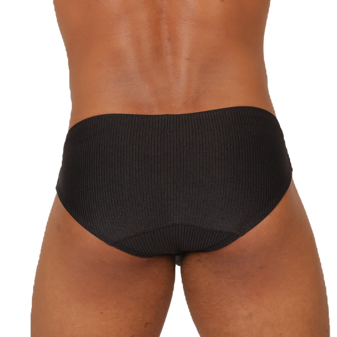 Glow Black Swimbrief back view by Gigo Underwear