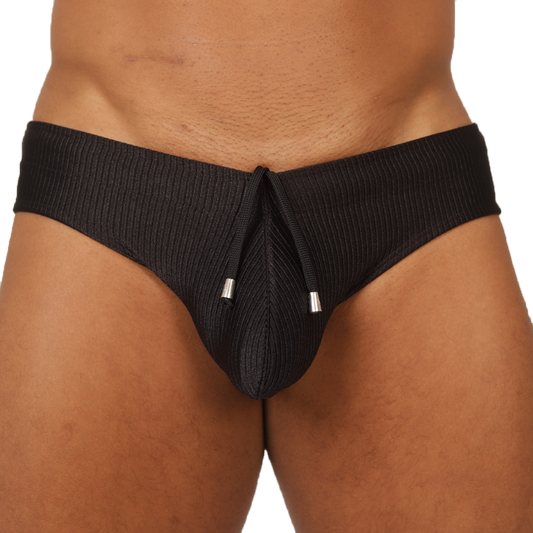 GLOW BLACK SWIMBRIEF - Bold Men's Brief with Contrasting Waistband