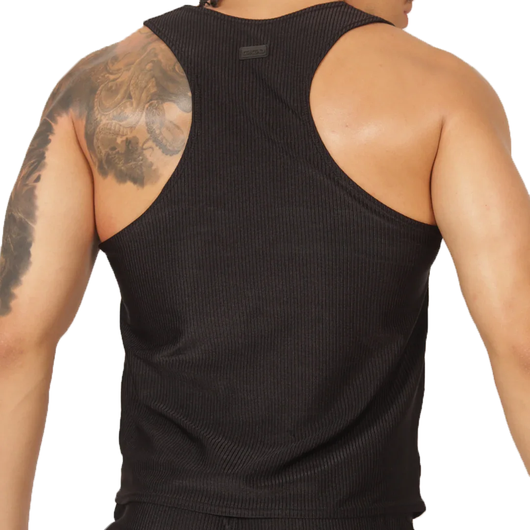 Glow Black Tank front view by Gigo Underwear