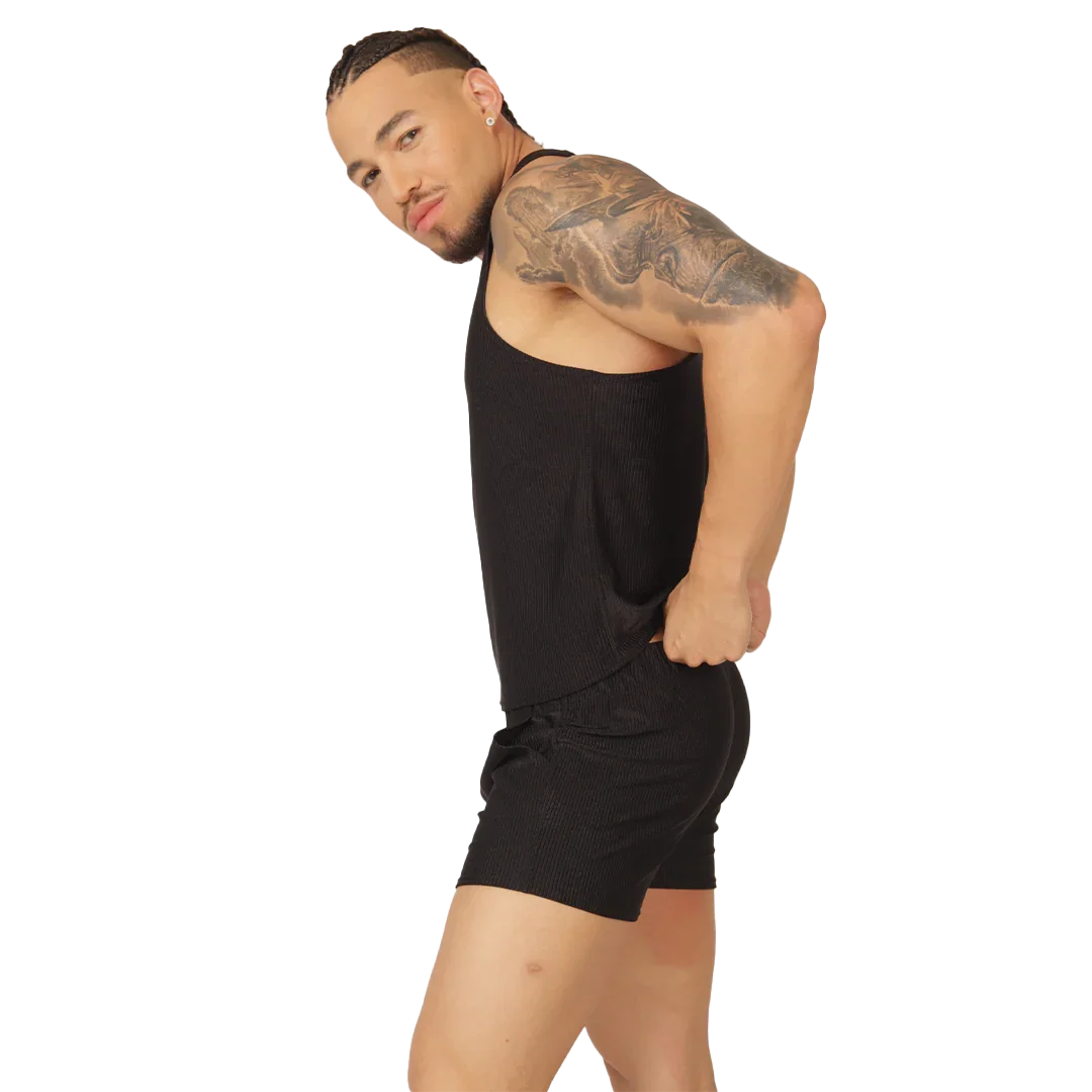 Glow Black Tank back view by Gigo Underwear