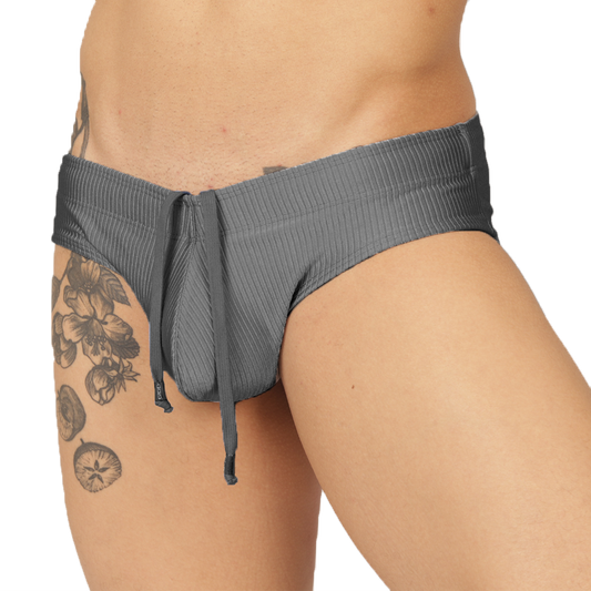 GLOW GRAY SWIMBRIEF - Sexy Men's Jockstrap with Contrast Waistband