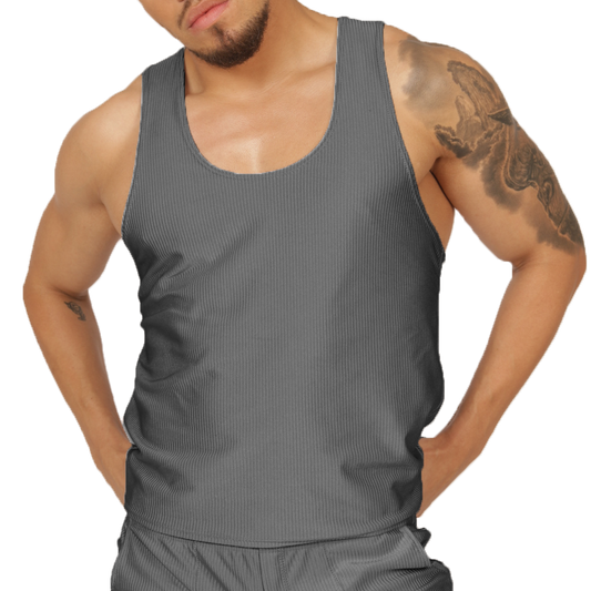GLOW GRAY TANK - Men's Sports Tank Top in Trendy Colors