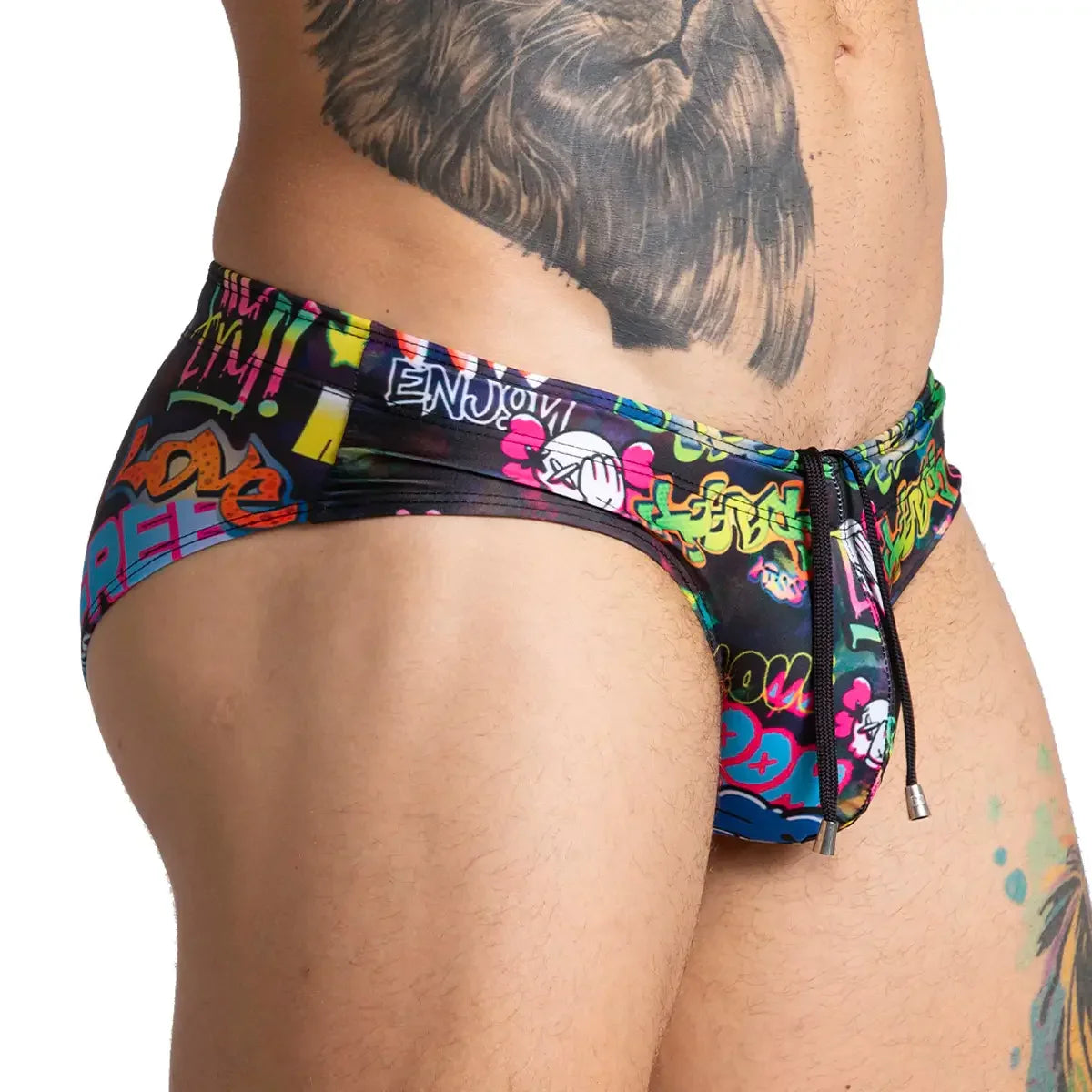 Graffiti Swim Brief back view by Gigo Underwear