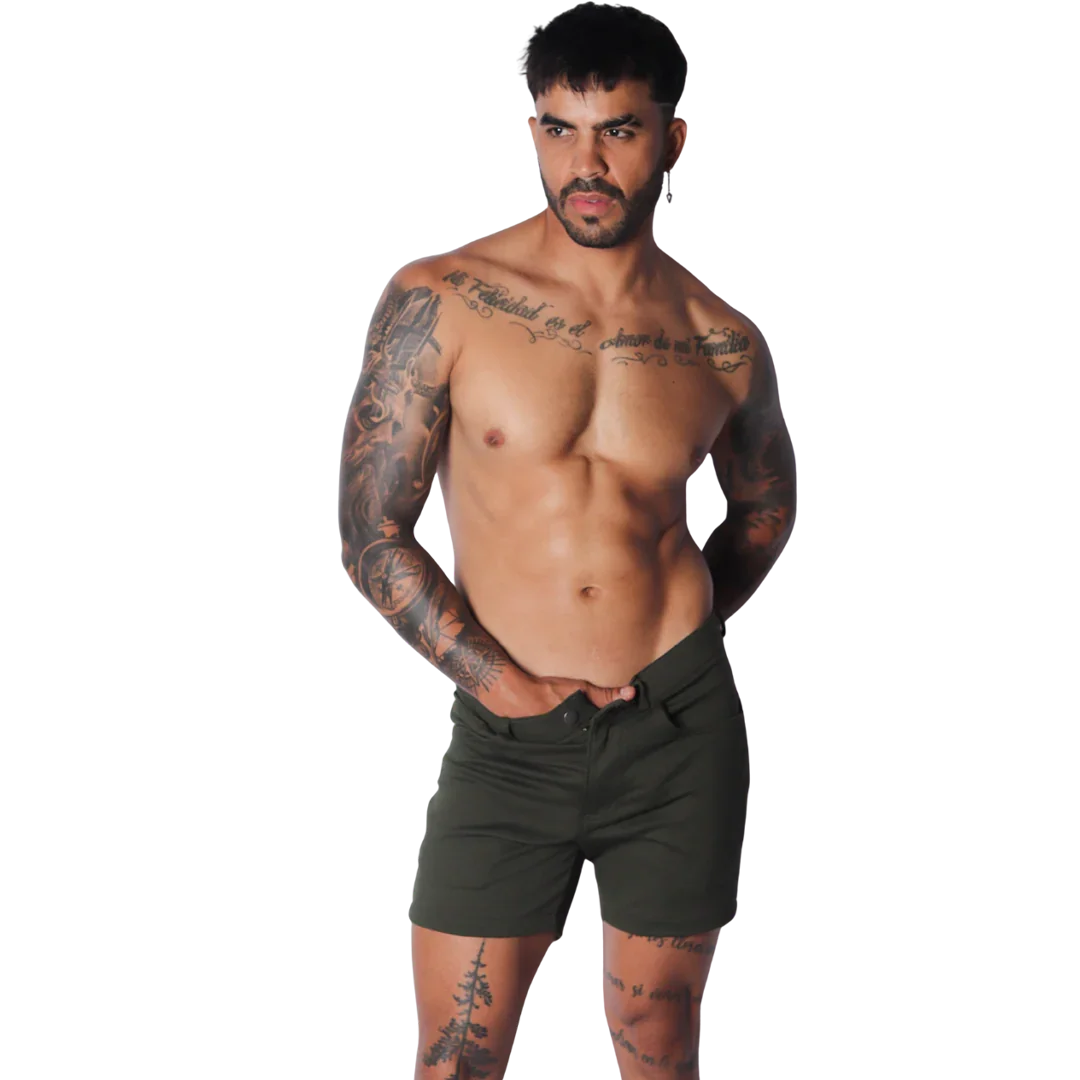 Sunday Green Short on model by Gigo Underwear