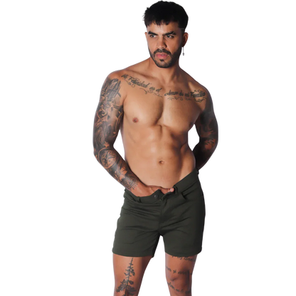 Sunday Green Short on model by Gigo Underwear