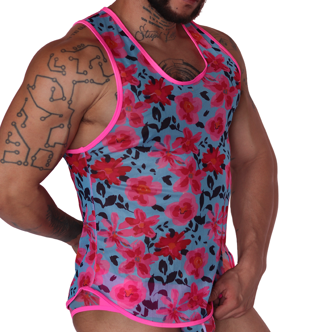 Garden Fuchsia Tank front view by Gigo Underwear