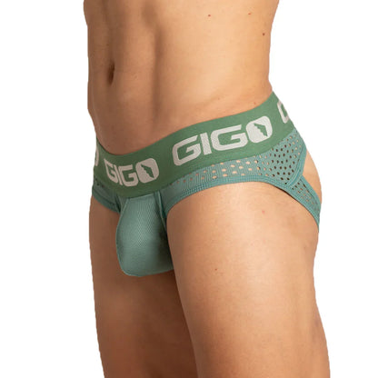 Hibrid Green Brief Jock front view by Gigo Underwear