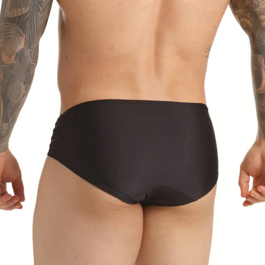 Hindu Black Swim Brief front view by Gigo Underwear