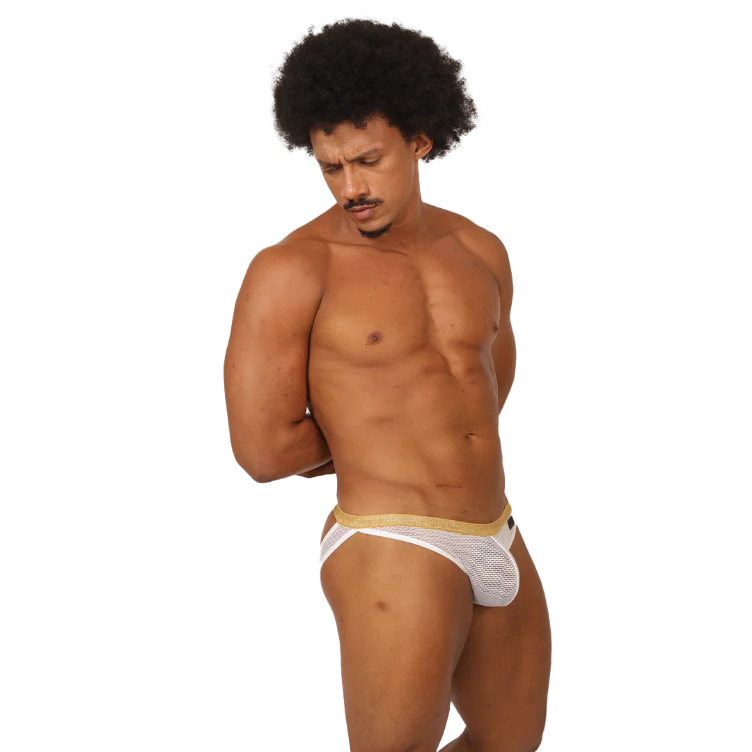 Hit White Jockstrap on model by Gigo Underwear