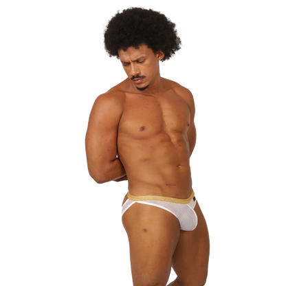 Hit White Jockstrap on model by Gigo Underwear
