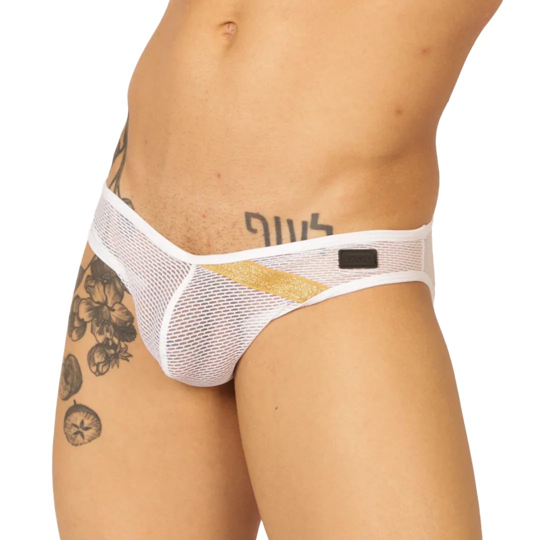 Hit White Brief front view by Gigo Underwear