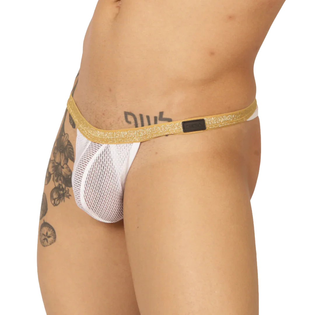 Hit White Gstring front view by Gigo Underwear