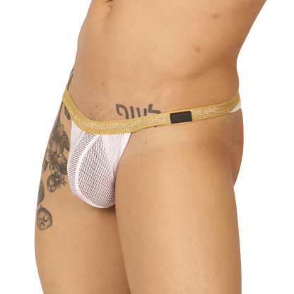 Hit White Gstring front view by Gigo Underwear