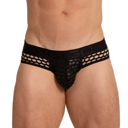 Hole Black Brief front view by Gigo Underwear