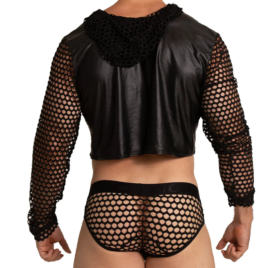 Hole Black Hoody Tshirt back view by Gigo Underwear