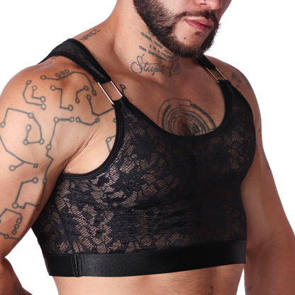 Illusion Black Crop Top front view by Gigo Underwear