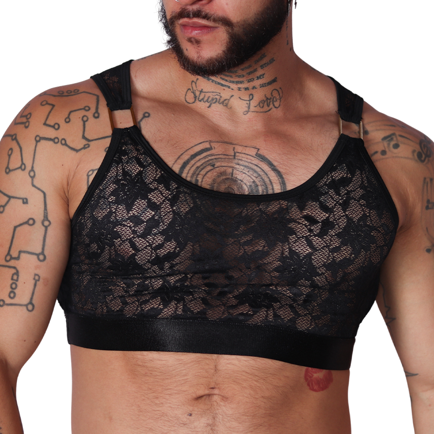 Illusion Black Crop Top by Gigo Underwear