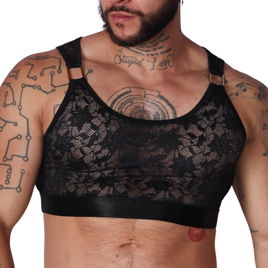 Illusion Black Crop Top by Gigo Underwear