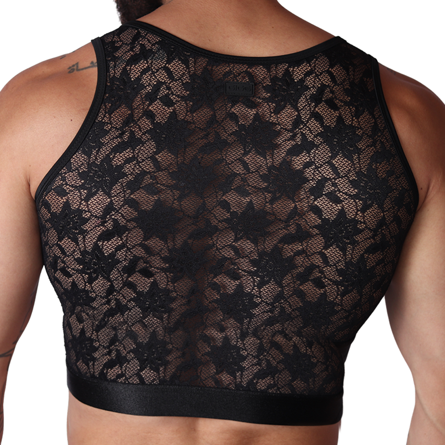 Illusion Black Crop Top back view by Gigo Underwear