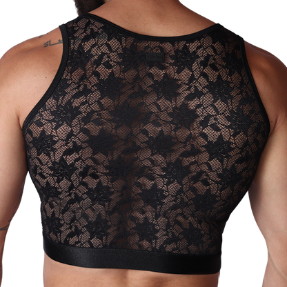 Illusion Black Crop Top back view by Gigo Underwear