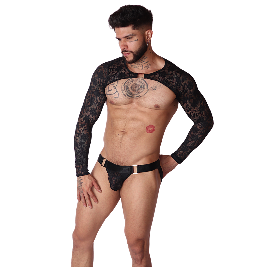 Illusion Black Harness on model by Gigo Underwear