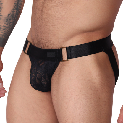 Illusion Black Jockstrap front view by Gigo Underwear