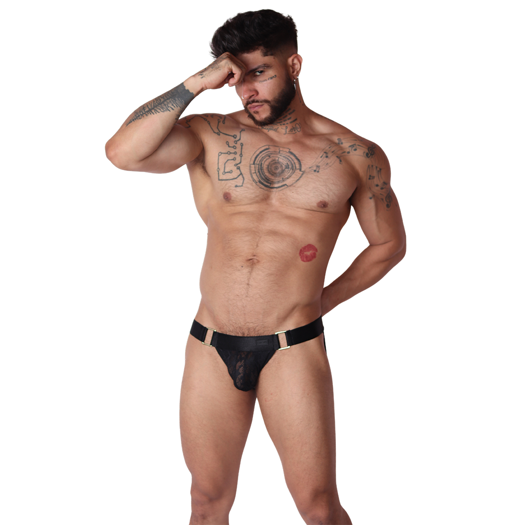 Illusion Black Jockstrap on model by Gigo Underwear