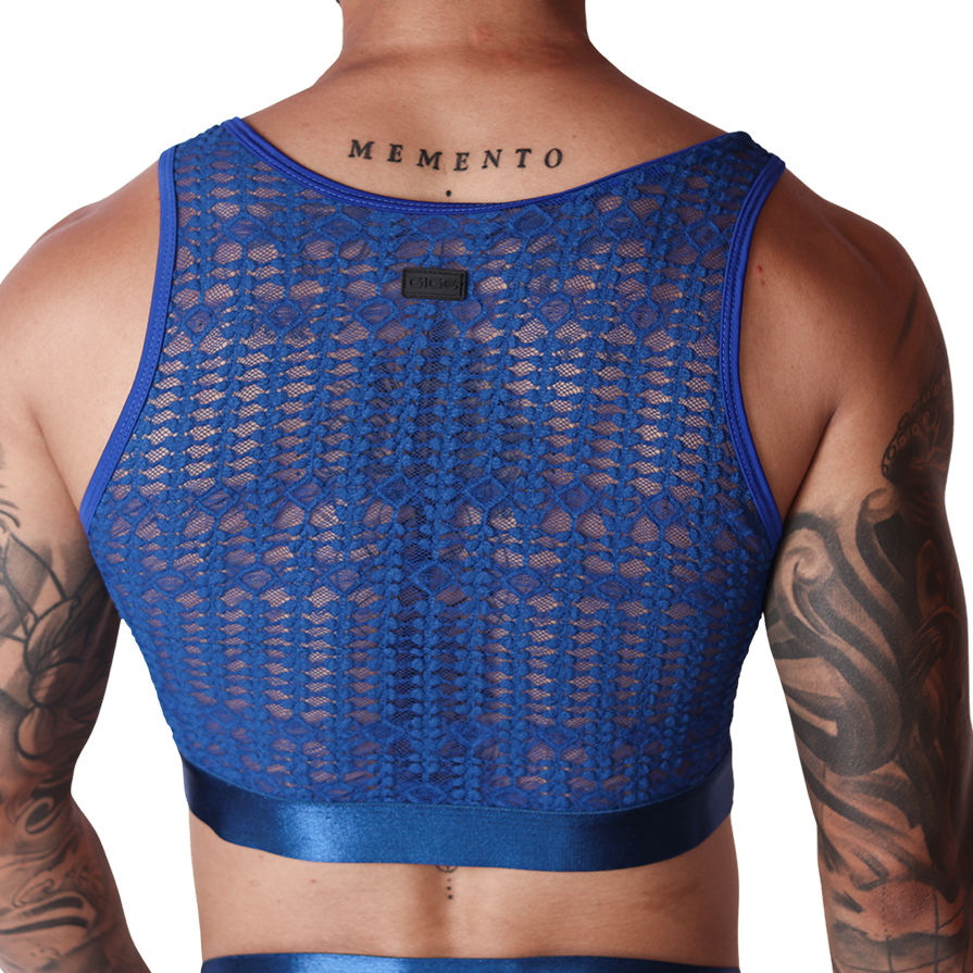 Illusion Blue Crop Top back view by Gigo Underwear