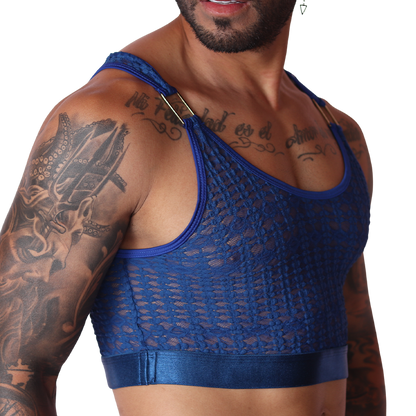 Illusion Blue Crop Top front view by Gigo Underwear