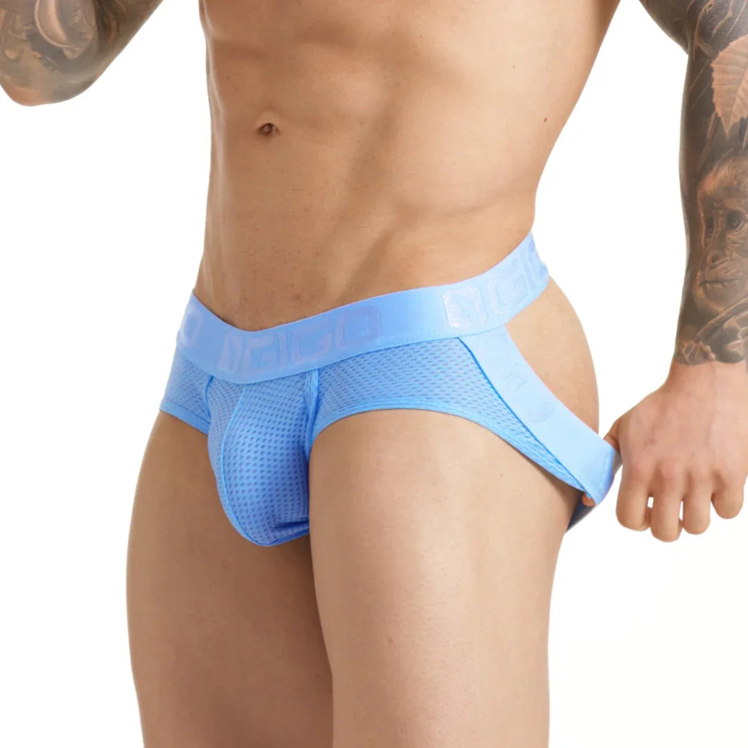 Insuperable Blue Brief Jockstrap back view by Gigo Underwear