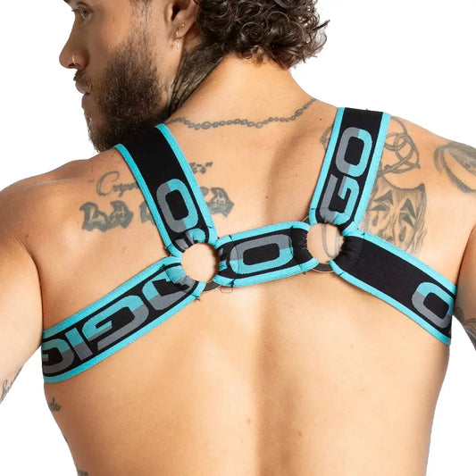 Karma Blue Harness front view by Gigo Underwear