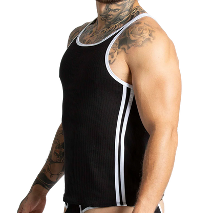Khanal Black Tank front view by Gigo Underwear