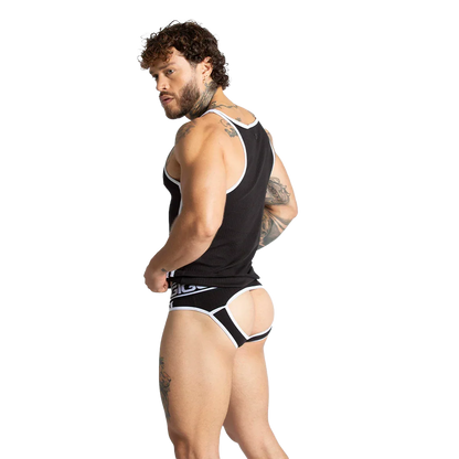 Khanal Black Tank on model by Gigo Underwear