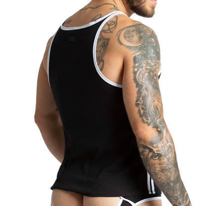 Khanal Black Tank back view by Gigo Underwear