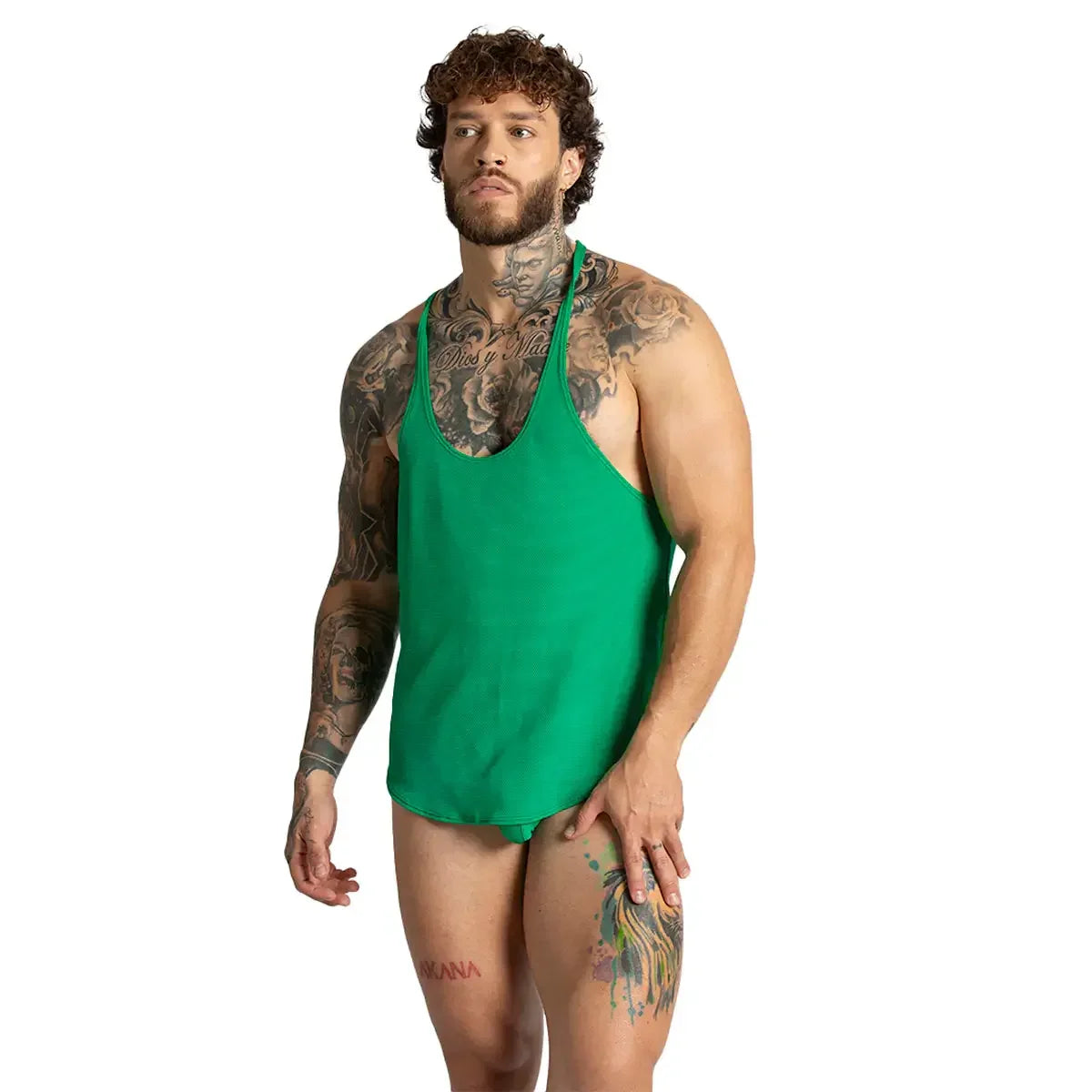 Lemon Green Tank back view by Gigo Underwear
