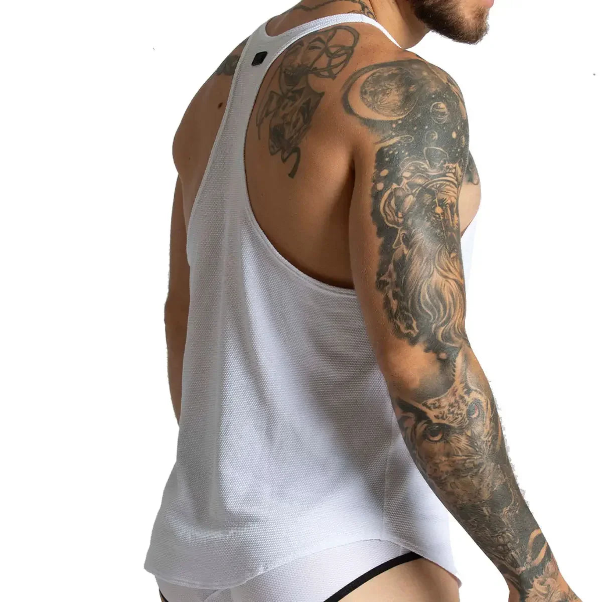 Lemon White Tank front view by Gigo Underwear