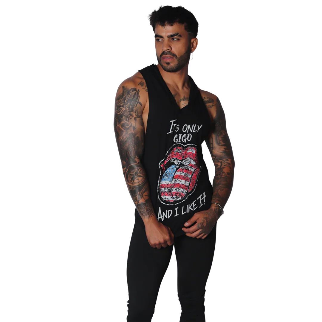 Lips Hoody Tshirt on model by Gigo Underwear
