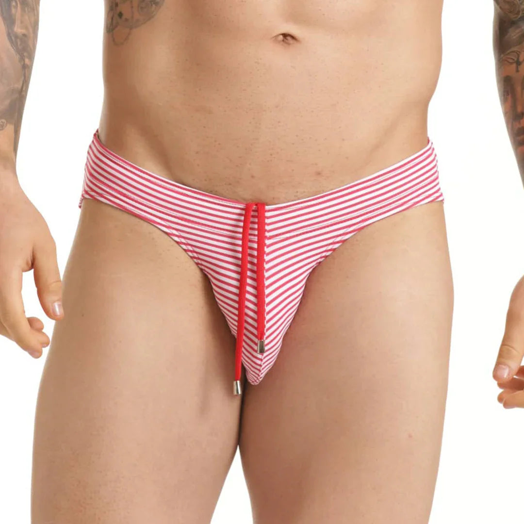 Marine Red Swim Brief on model by Gigo Underwear