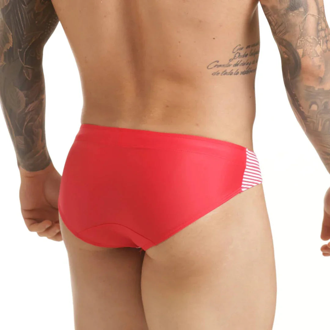 Marine Red Swim Brief back view by Gigo Underwear