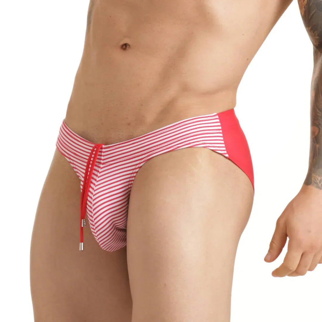 Marine Red Swim Brief front view by Gigo Underwear