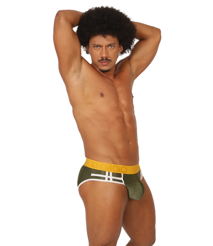 Mix Green Brief on model by Gigo Underwear