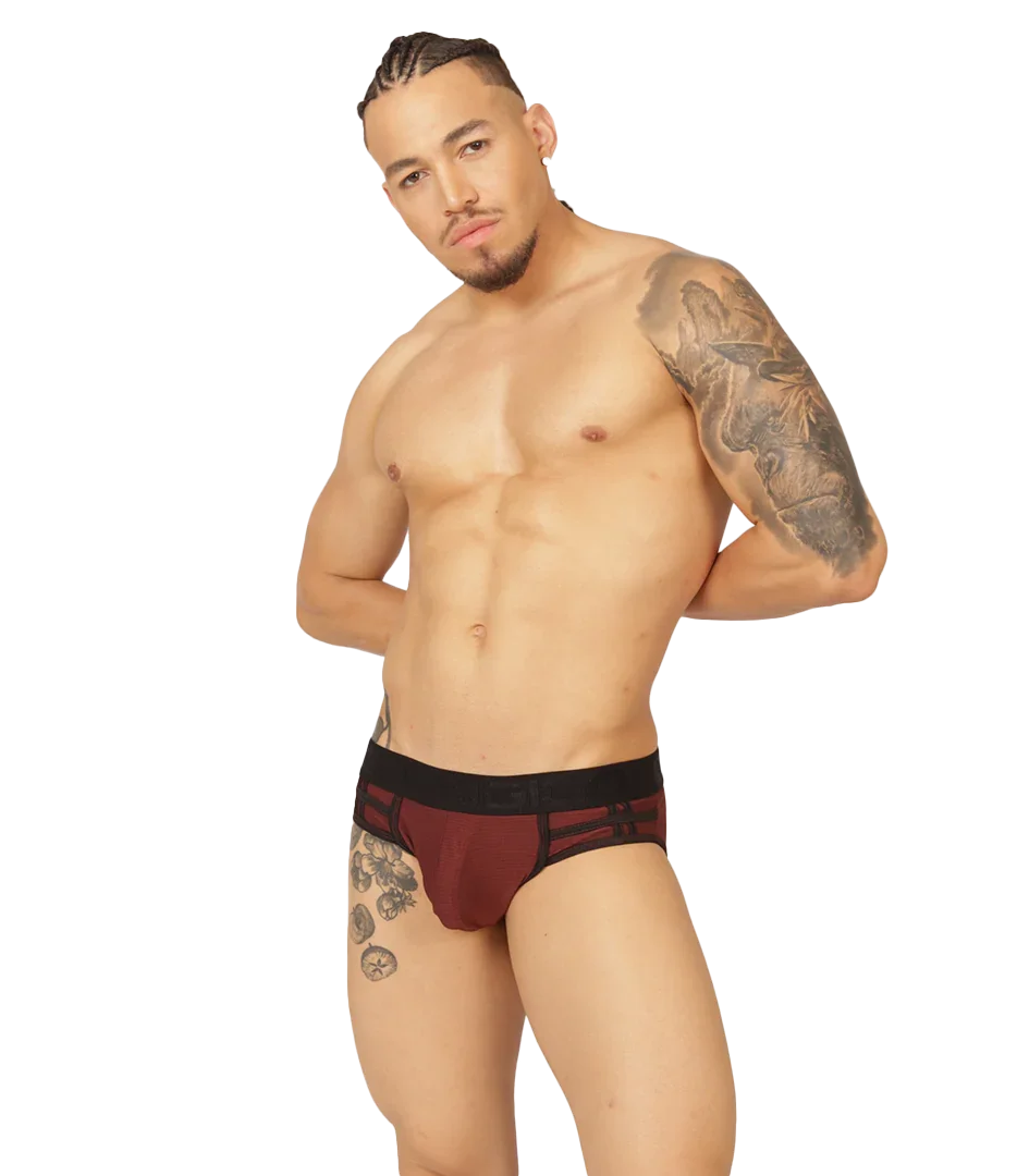 Mix Wine Brief on model by Gigo Underwear