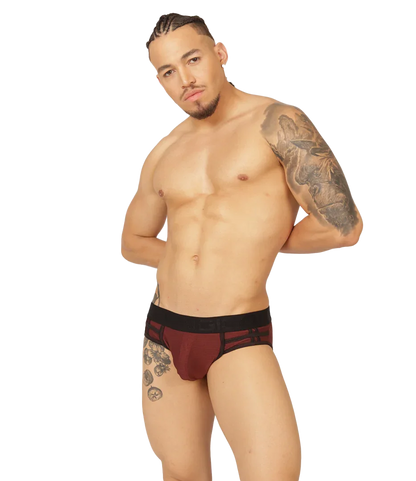 Mix Wine Brief on model by Gigo Underwear
