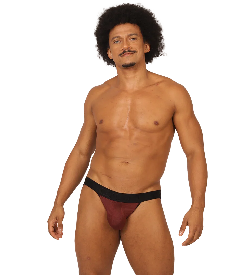 Mix Wine Jockstrap on model by Gigo Underwear