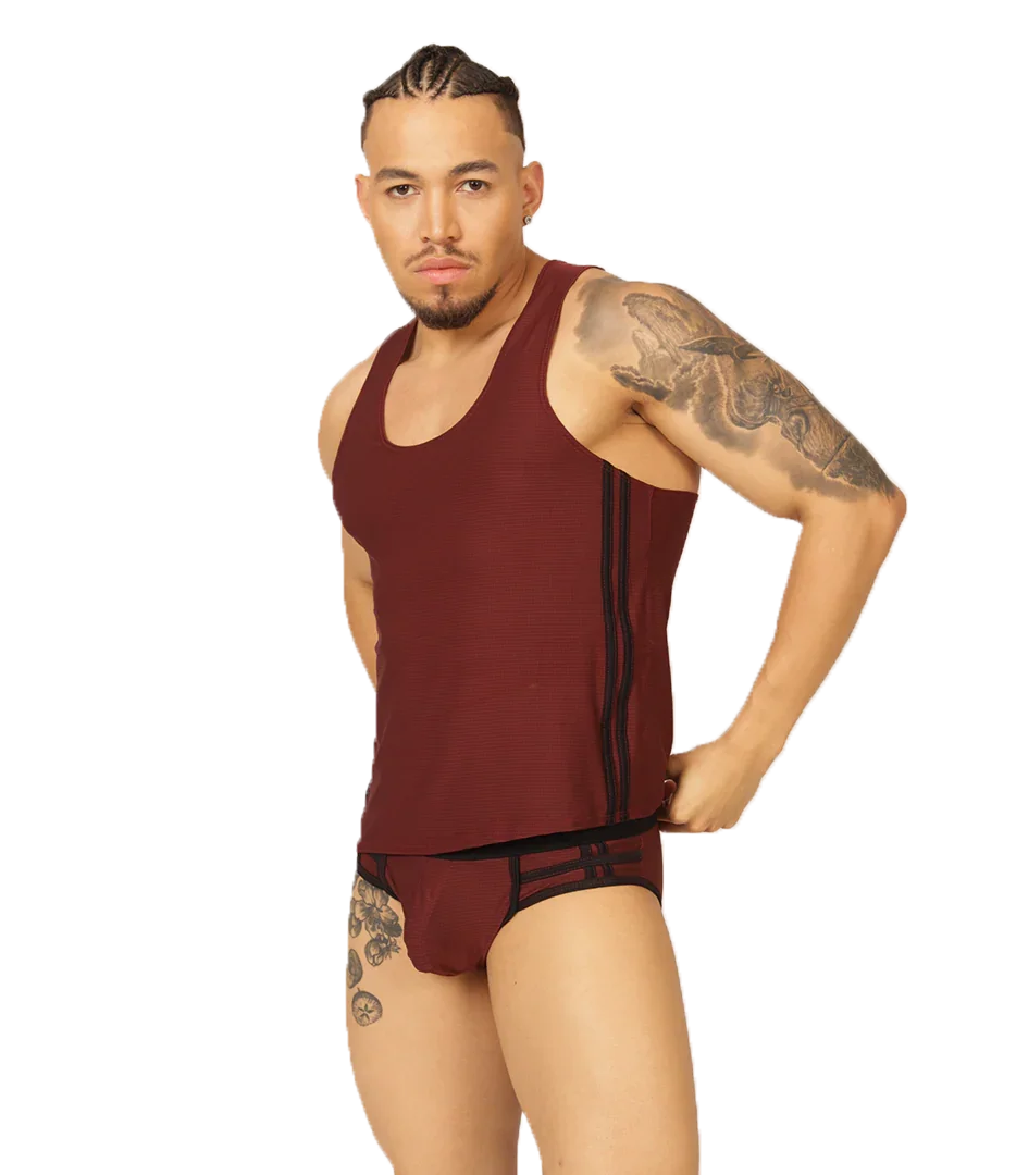 Mix Wine Tank on model by Gigo Underwear