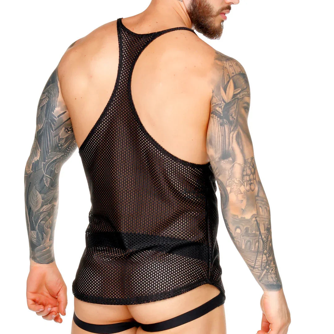 Morocco Black Tank front view by Gigo Underwear