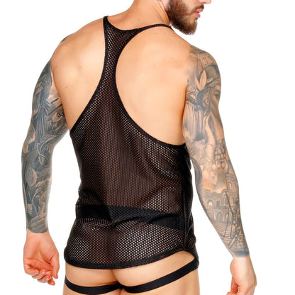 Morocco Black Tank front view by Gigo Underwear